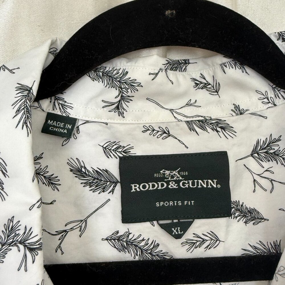 Rodd & Gunn Men’s | Button-Up Shirt White Black Botanical Print | Size XL - Picture 3 of 4